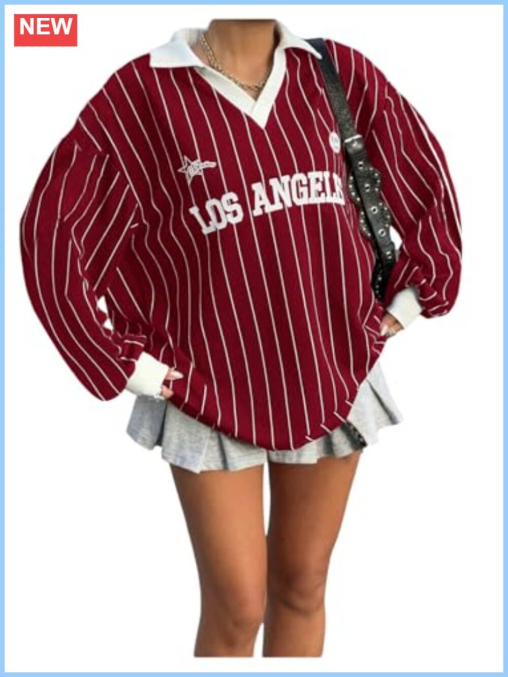Y2K Striped Long Sleeve Drop Shoulder Oversized Shirt Casual Top